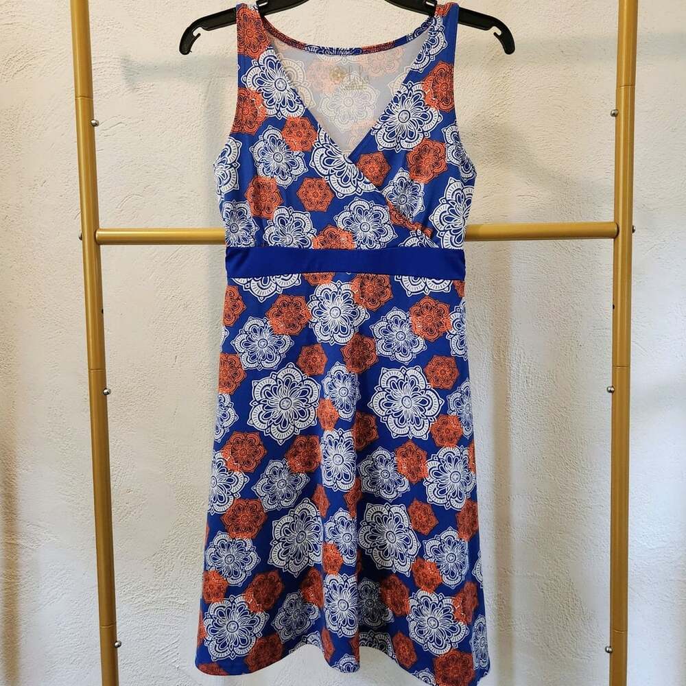 Lola Athletic Dress Size XS Blue White Orange Floral Print
